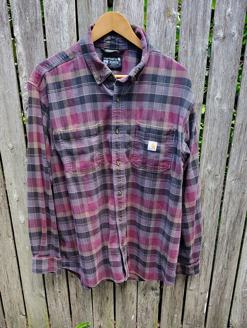 Carhartt Men’s Plaid Button-Down Shirt Jacket - Burgundy/Black